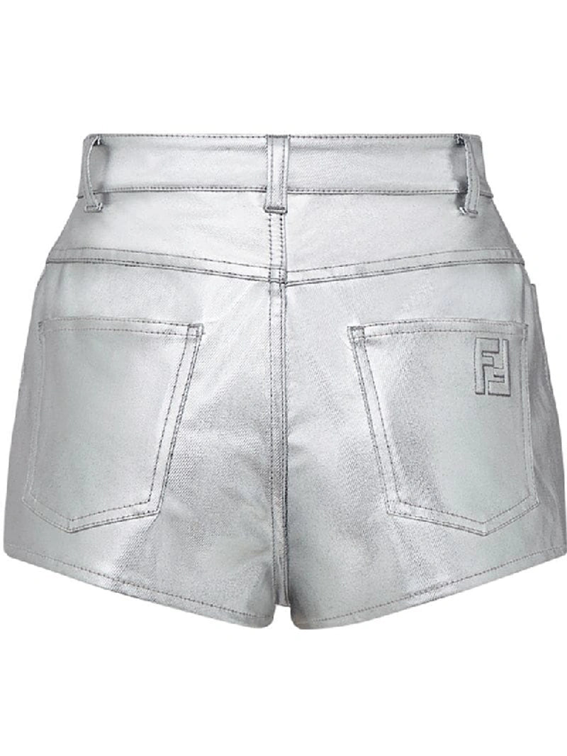 FENDI - METALLIC DENIM SHORTS IN SILVER