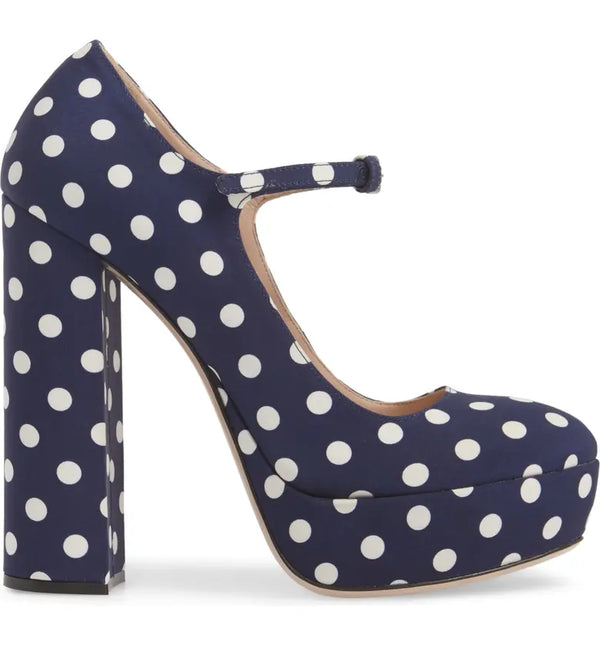 MIU MIU - Polka Dot Platform Mary Janes