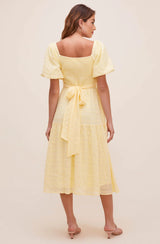 ASTR the Label - SONNET PUFF SLEEVE MIDI DRESS - YELLOW