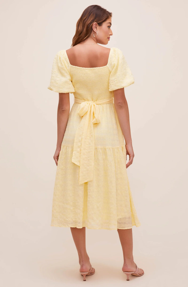 ASTR the Label - SONNET PUFF SLEEVE MIDI DRESS - YELLOW