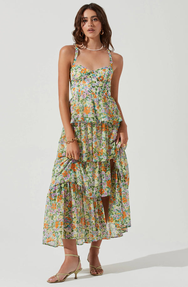 ASTR the Label - MIDSUMMER FLORAL TIERED MAXI DRESS