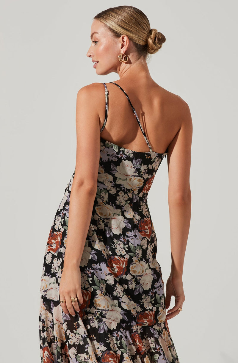 ASTR the Label - Emmylou Floral One Shoulder Midi Dress