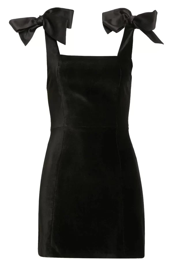 Alice + Olivia - Maryann Velvet & Satin Tie Shoulder Dress