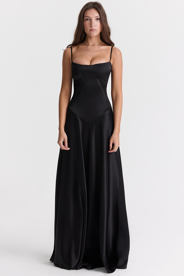 House of CB - ANABELLA BLACK LACE UP MAXI DRESS