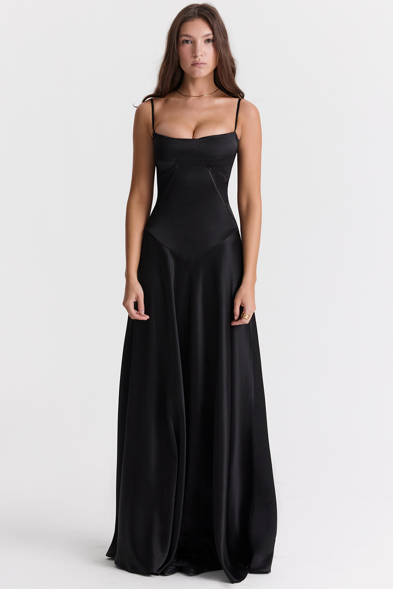 Isabella Dress | Maxi Black Tulle Flower Girl Dress with Smocking 4