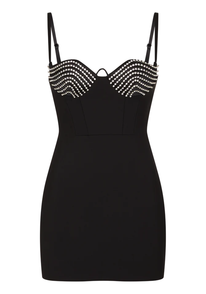 Area NYC - Crystal Cup Virgin Wool Blend Minidress