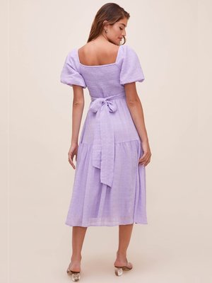ASTR the Label - SONNET PUFF SLEEVE MIDI DRESS - PURPLE