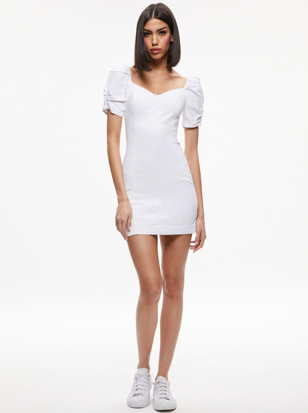 Alice + Olivia - MIMI PUFF SLEEVE DENIM MINI DRESS