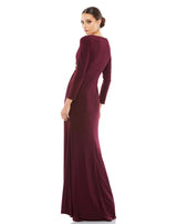 Mac Duggal - FAUX WRAP LONG SLEEVE GOWN W/ APPLIQUÉ DETAIL