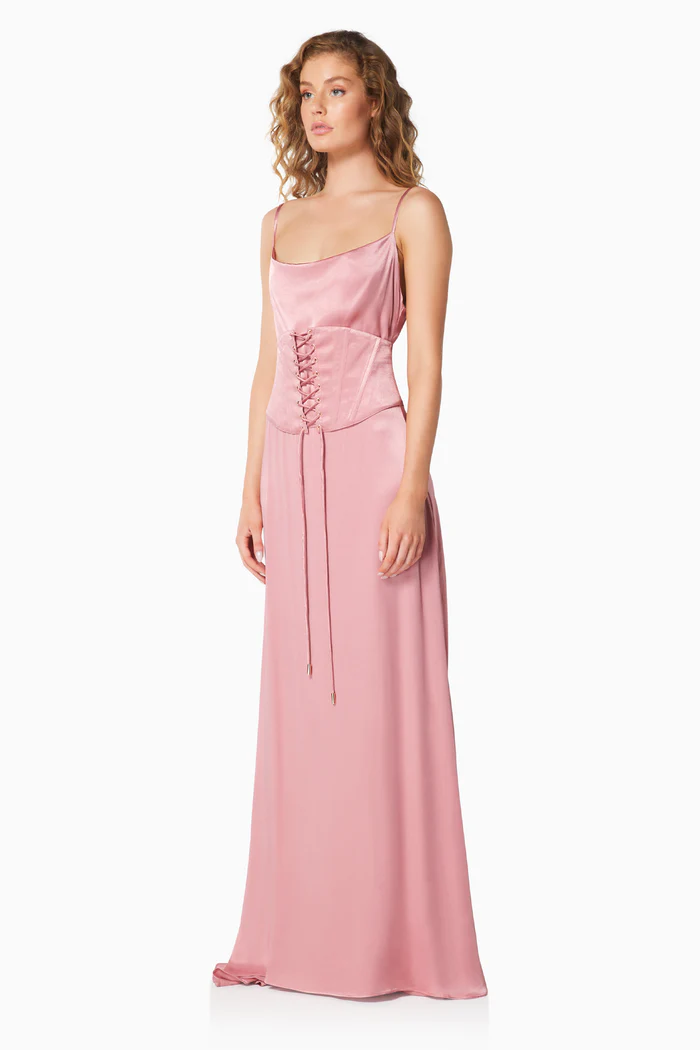 Elliatt - Evangeline Gown Pink Satin Corset Dress