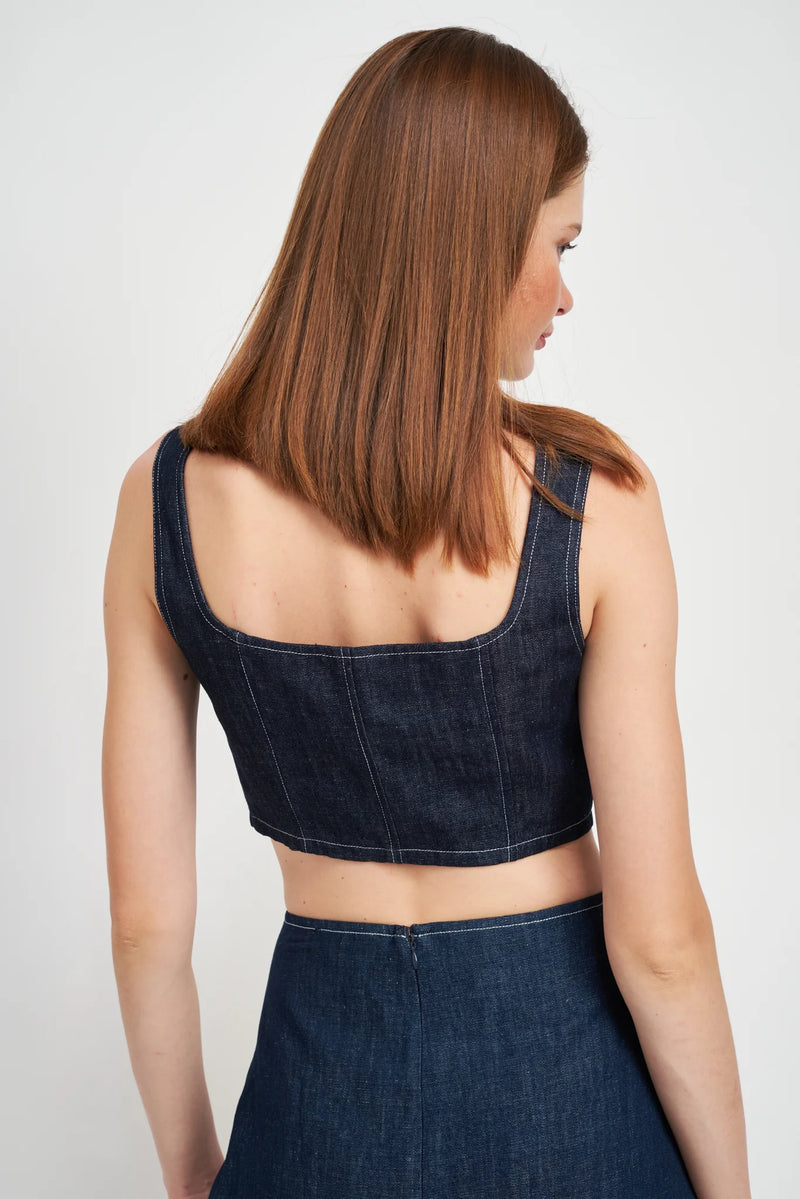 En Saison - Demi Denim Bustier Crop Top and Skirt Set