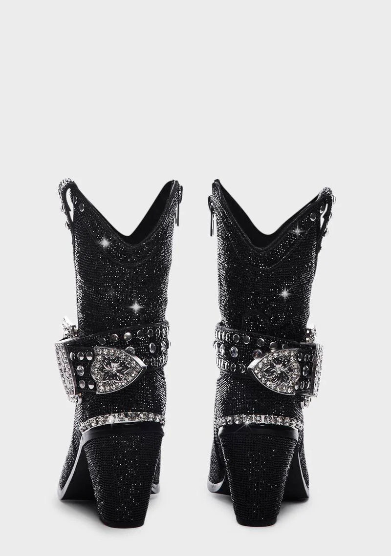 Club Exx - Sheriff Shine Cowboy Boots - Black