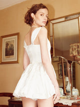 Vanessa Mooney - THE ELISABETH ROMPER DRESS - WHITE SILK