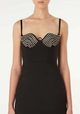 Area NYC - Crystal Cup Virgin Wool Blend Minidress