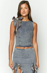 Lioness - Faded Blue Denim Top