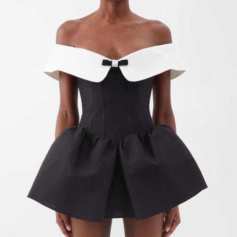 SHUSHU/TONG - Black Off-The-Shoulder Minidress