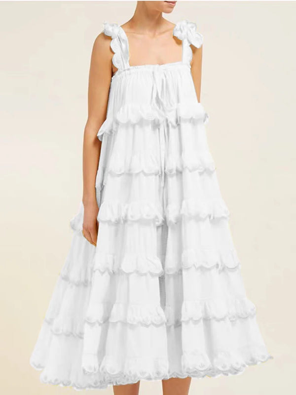 Milk Schiffli Frill Maxi Dress