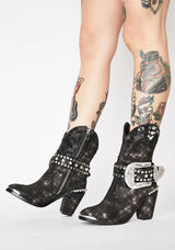 Club Exx - Sheriff Shine Cowboy Boots - Black