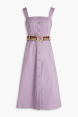 Tory Burch - Tory Burch Belted Cotton Twill Midi Dress