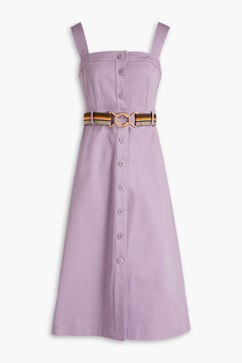 Tory Burch - Tory Burch Belted Cotton Twill Midi Dress