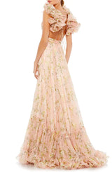 Mac Duggal - Floral Chiffon Cutout Ballgown