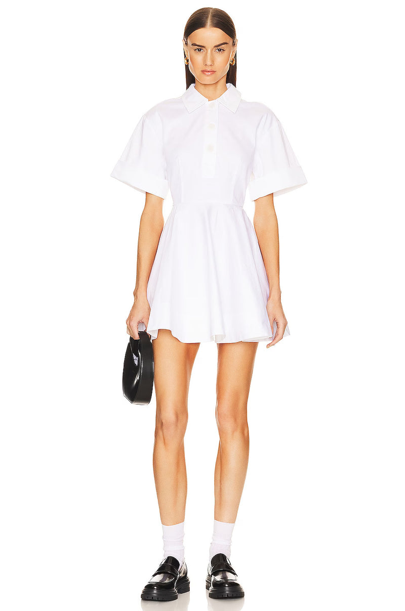 Helsa - Stretch Cotton Sateen Shirt Dress - White