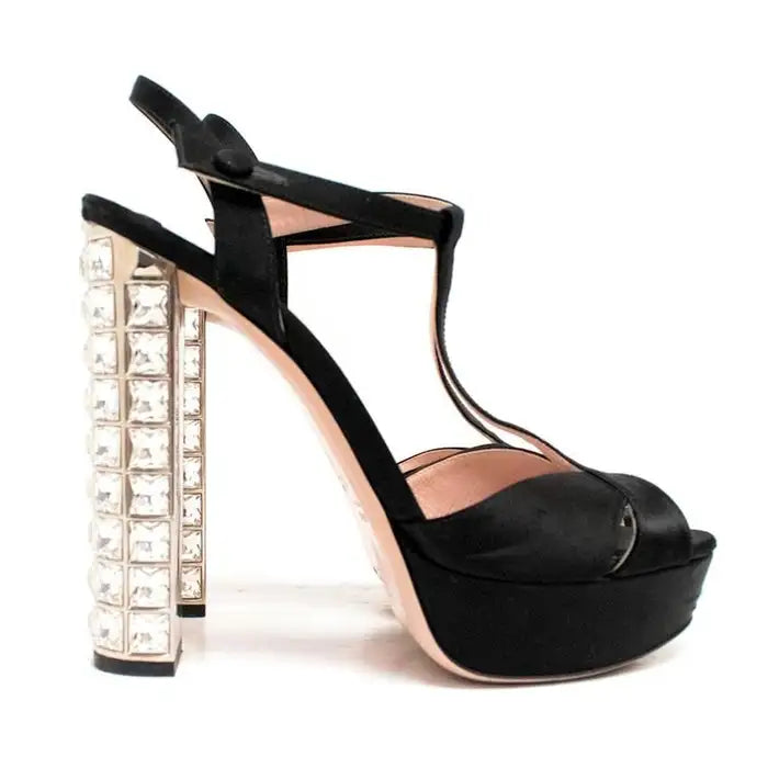 MIU MIU - Miu miu Black Embellished Platform Heel