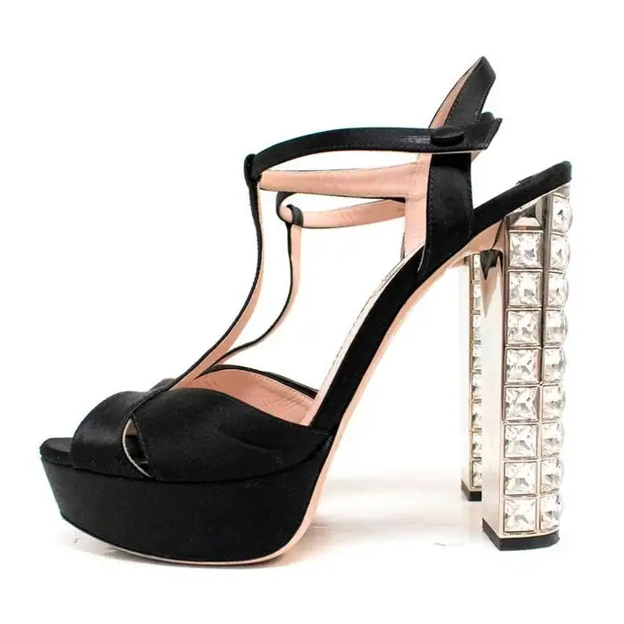 MIU MIU - Miu miu Black Embellished Platform Heel