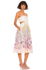 ZIMMERMANN - Jude Scallop Midi Dress, Peach Gradient Floral