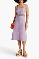 Tory Burch - Tory Burch Belted Cotton Twill Midi Dress