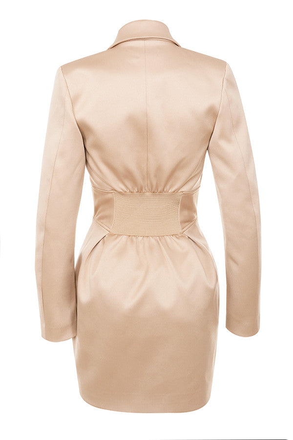 House of CB - ALLONIA CHAMPAGNE SATIN CORSET TUX DRESS