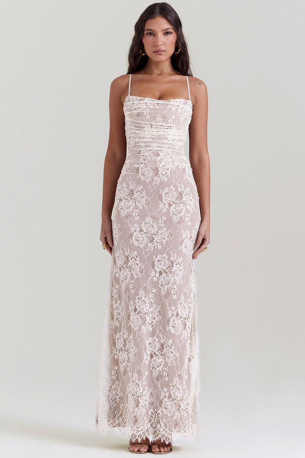 House of CB - ARTEMIS VINTAGE CREAM LACE MAXI DRESS