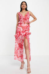 ASOS - Soft ruffle pink floral set