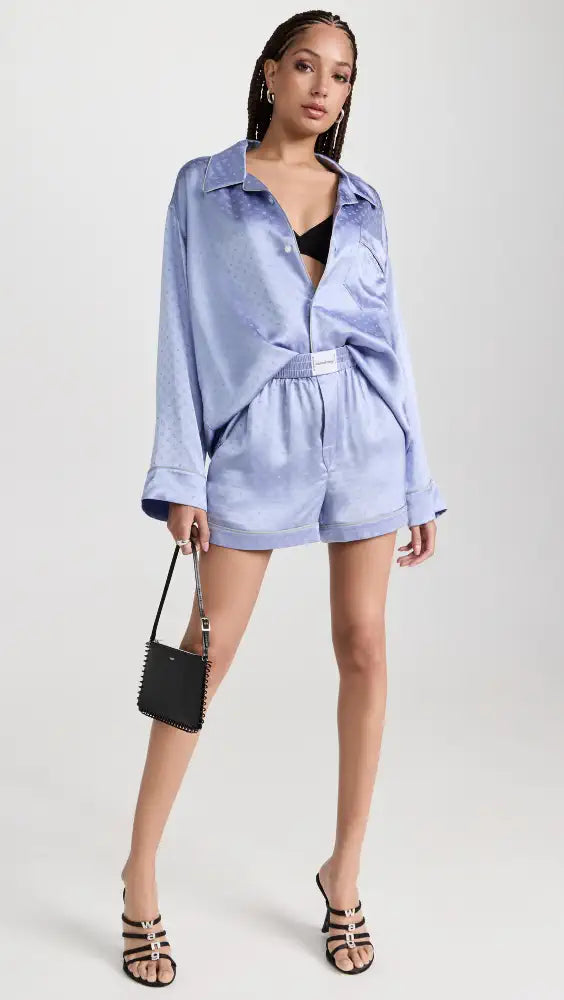 Alexander Wang - Pajama Boxer Shorts and Long Sleeve Shirt Set