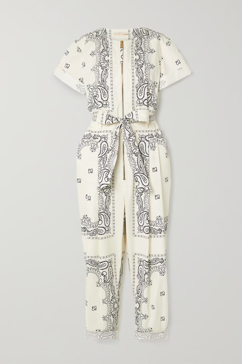 Tory Burch - Tory Burch Printed Poplin Jumpsuit