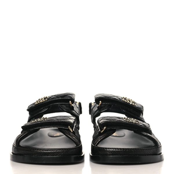 Dad sandals leather sandal Chanel Black size 38 EU in Leather - 34630705