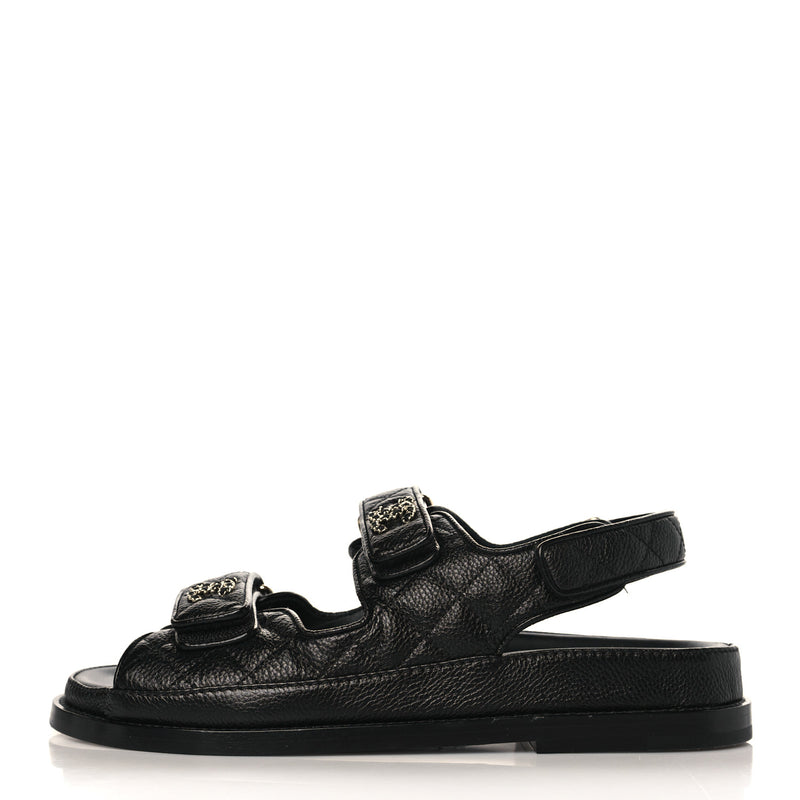 Chanel - Grained Calfskin Velcro Dad Sandals