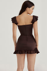 House of CB - Dionne Ruffle Dress in Brown