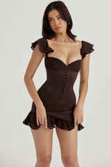 House of CB - Dionne Ruffle Dress in Brown