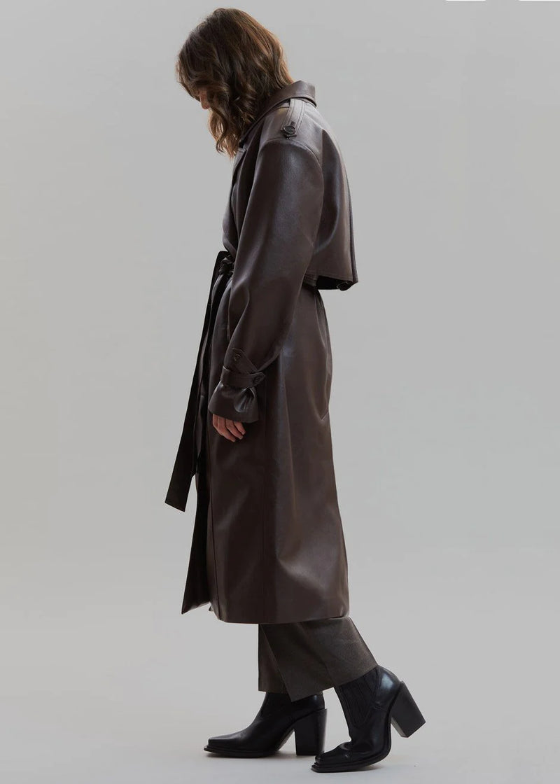 The Frankie Shop - DIANA FAUX LEATHER TRENCH COAT - JAVA