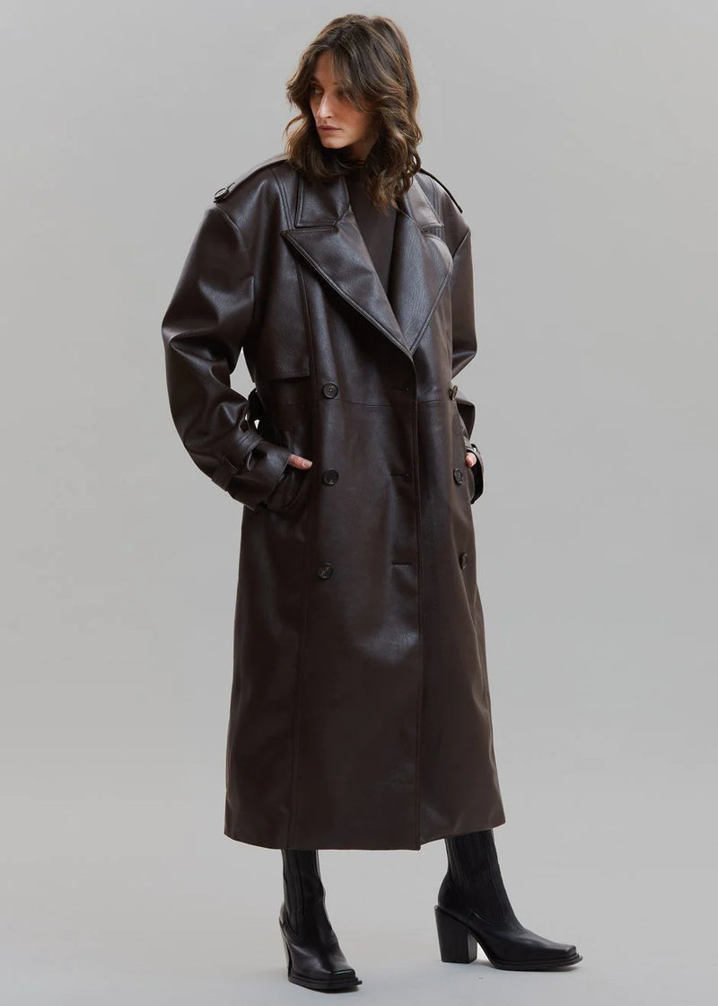 The Frankie Shop - DIANA FAUX LEATHER TRENCH COAT - JAVA