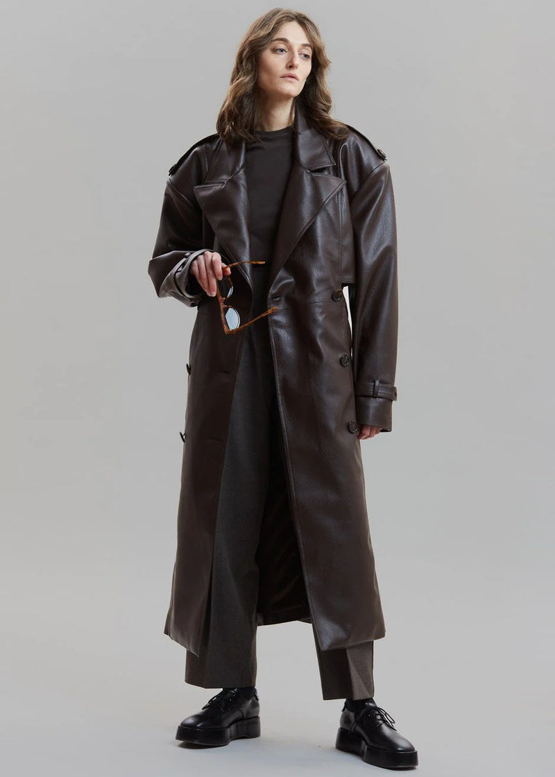 The Frankie Shop - DIANA FAUX LEATHER TRENCH COAT - JAVA