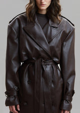 The Frankie Shop - DIANA FAUX LEATHER TRENCH COAT - JAVA