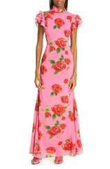 SAU LEE - Sylvie Rose Ruffle Maxi Dress