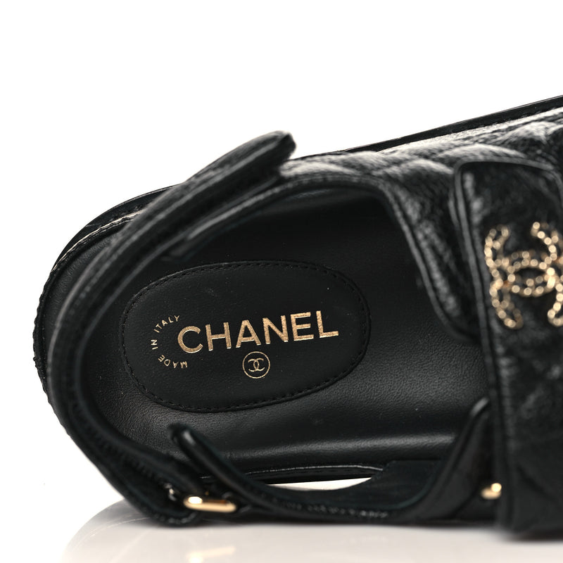 Chanel - Grained Calfskin Velcro Dad Sandals