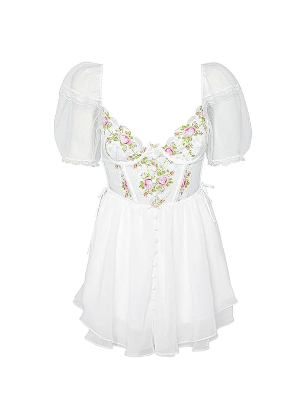 For Love & Lemons - Trellis Rose Dress in White
