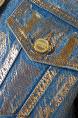 Ganni - Metallic Cropped Denim Jacket in Gold