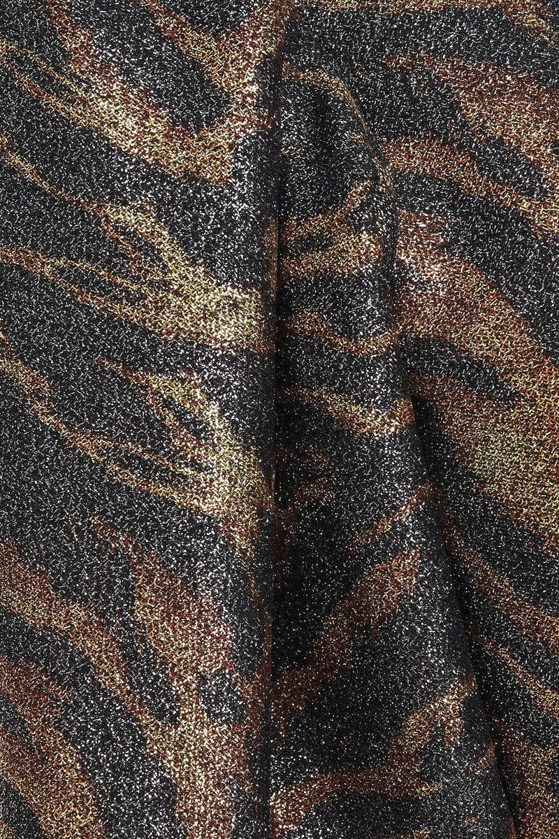 Ganni - Ganni Woman Cutout Tiger Print Lamé Blouse Animal Print
