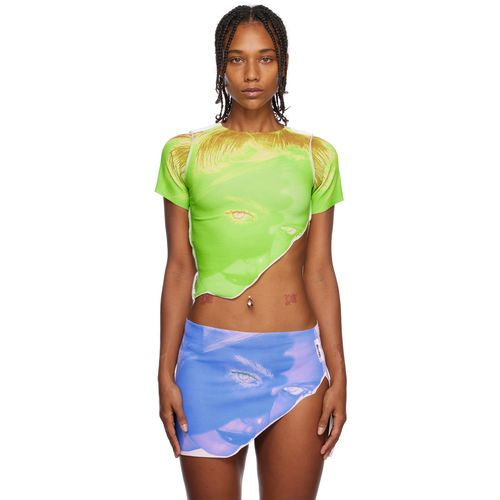 1X Blue - Green Polyester Top