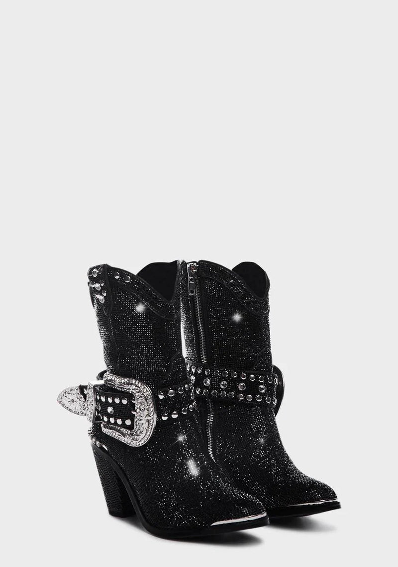 Club Exx - Sheriff Shine Cowboy Boots - Black